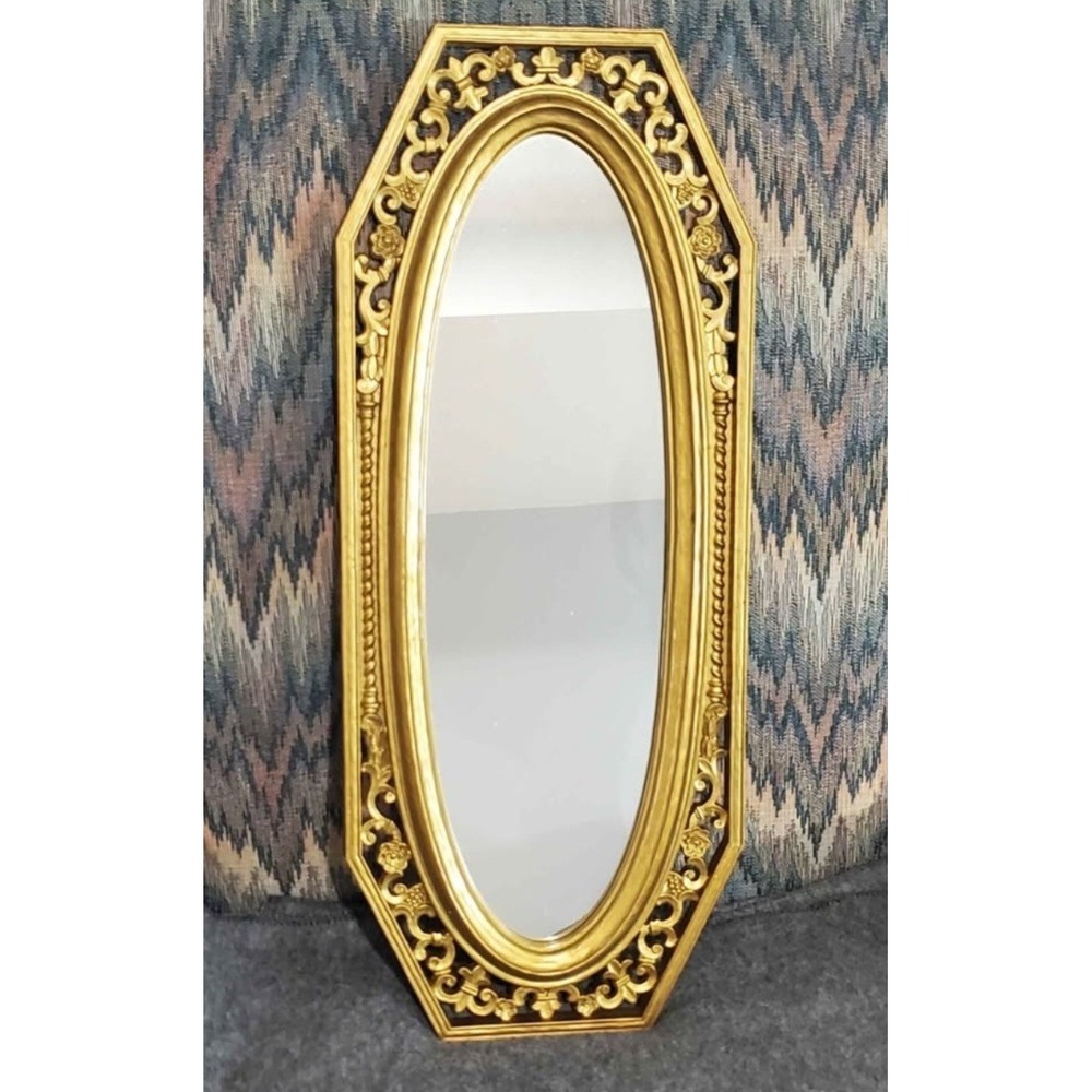 Vtg Hollywood Regency Gold Mirror 1964 Dart Ind. 22"X 9" Resin French Ornate